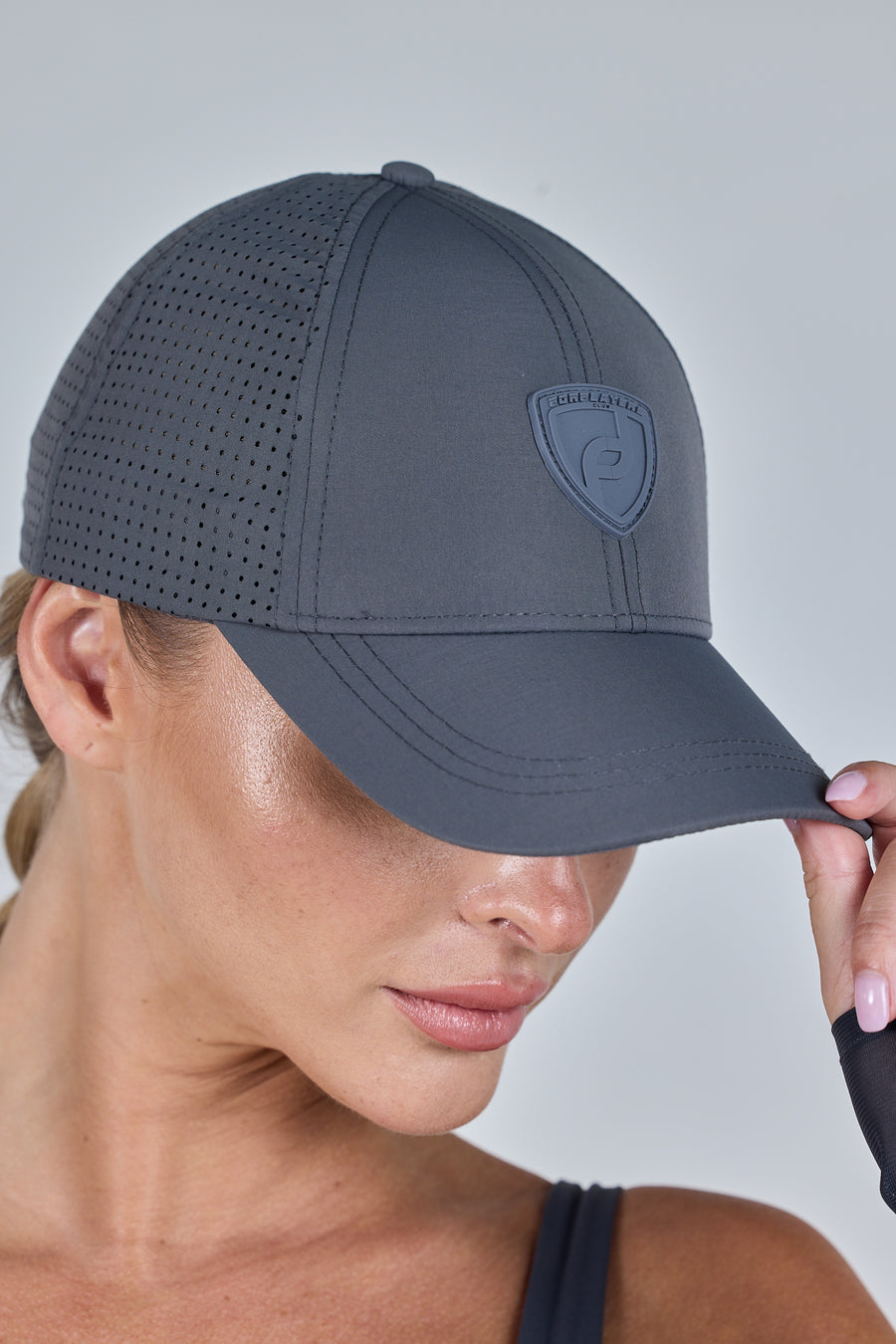 Jet Grey Forplayers club performance hat, side view