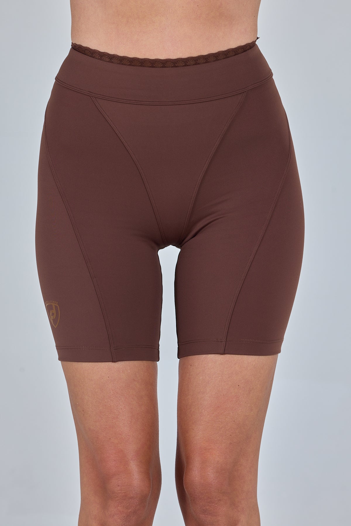 Women's High-Waist Lace Trim Shorts - Brown