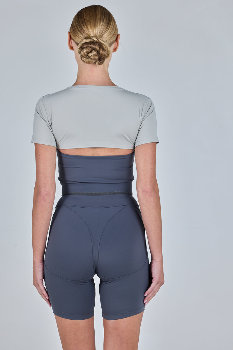 Women's High-Waist Lace Trim Shorts - Jet Grey