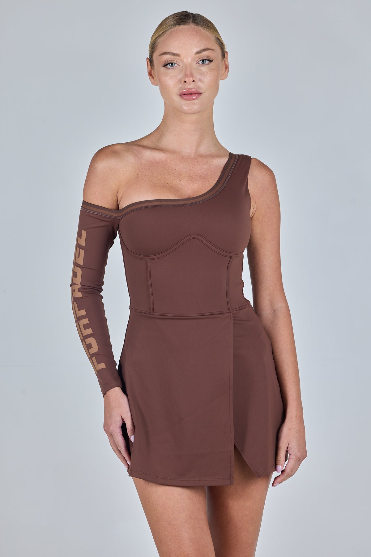 brown sports dress Women's One-Sleeve Tennis This Delightful Days Ahead