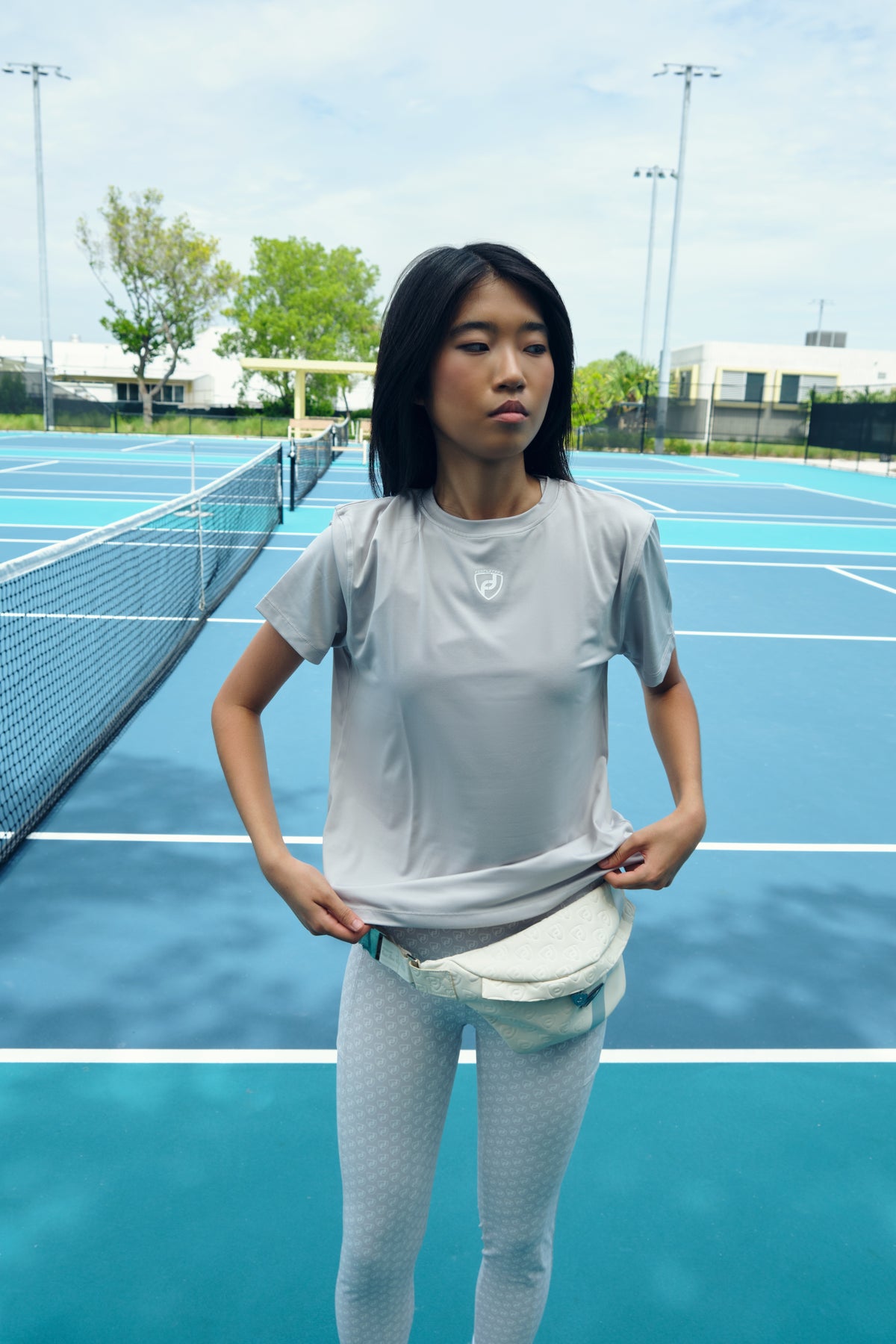 Light gray unisex performance tennis t-shirt